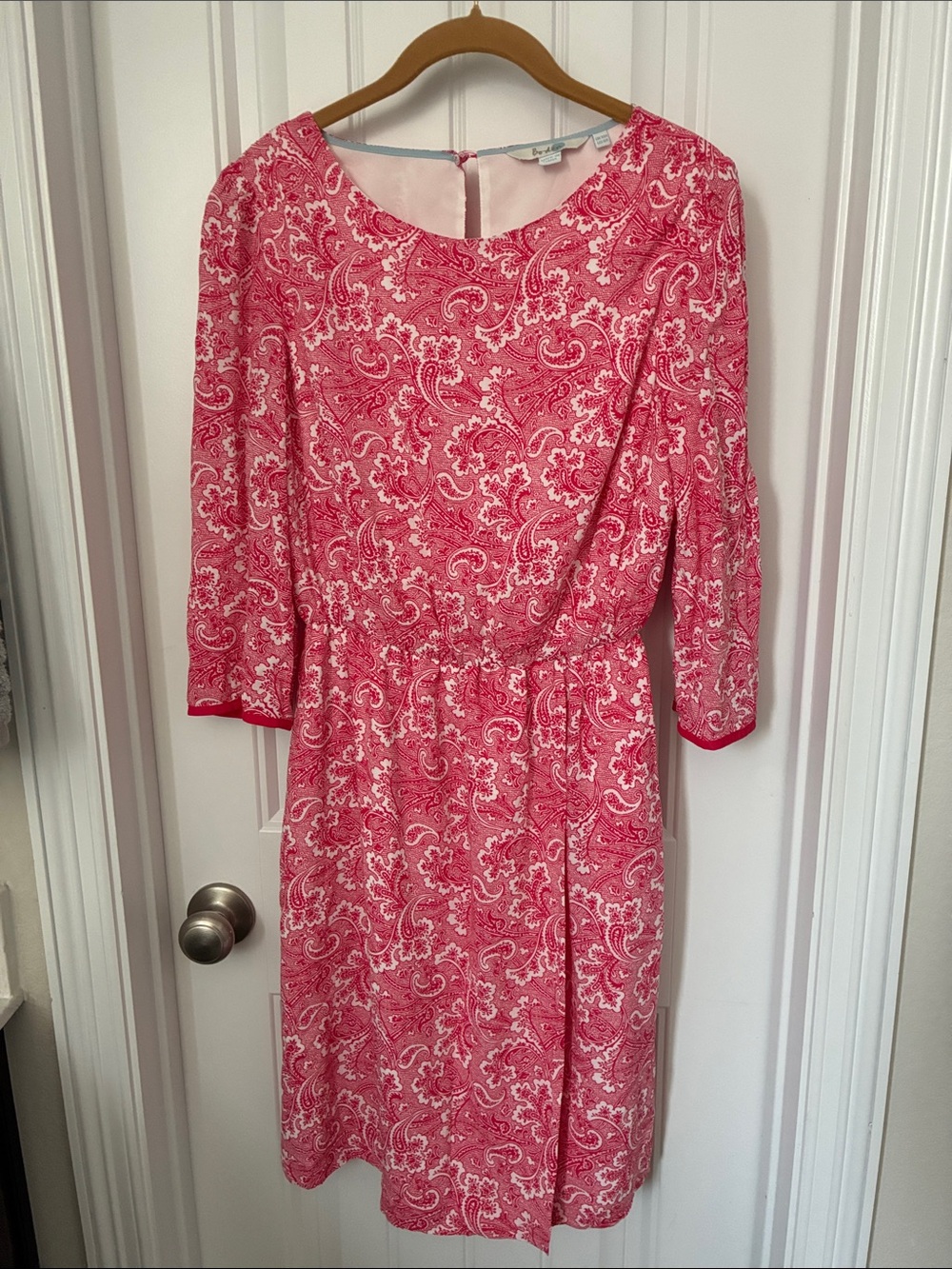 Boden Pink Paisley 3/4 Sleeve Day Dress